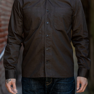 Hansen Garments Steffen Shirt Jacket - Coffee Drill - model shot - front facing