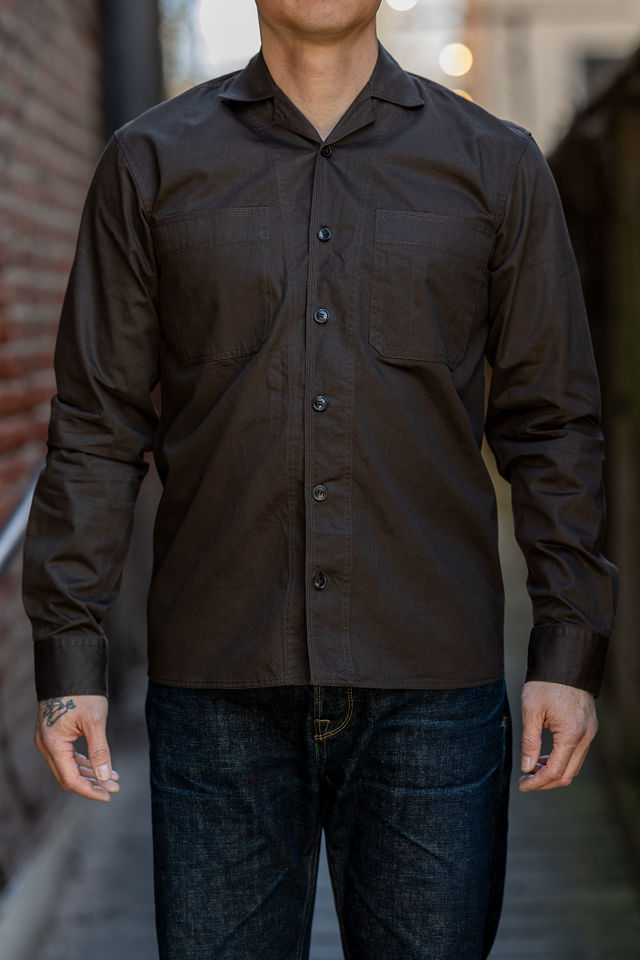 Hansen Garments Steffen Shirt Jacket - Coffee Drill - model shot - front facing