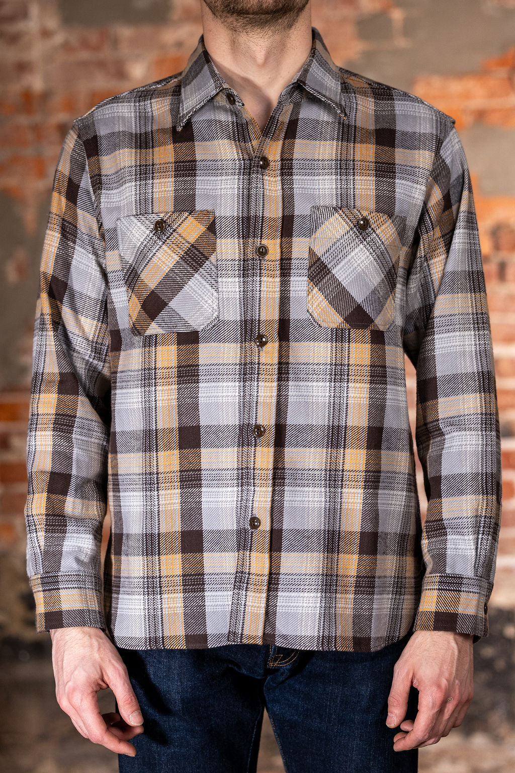 Sugar Cane Lot No. SC29562 Twill Check Work Shirt - Gray