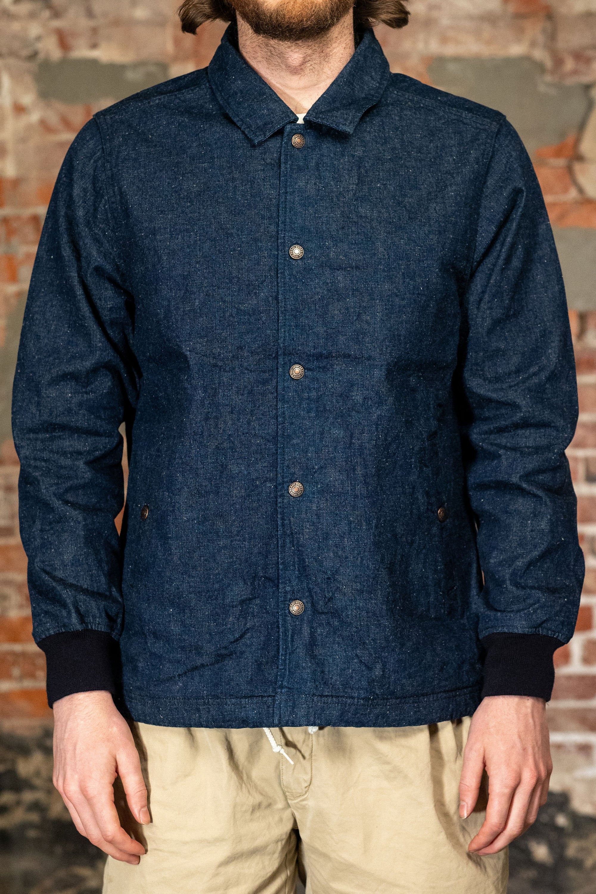 Iron Heart IHJ-161-IND-NP 10oz Neppy Selvedge Denim Coach Jacket - Indigo - No Patch