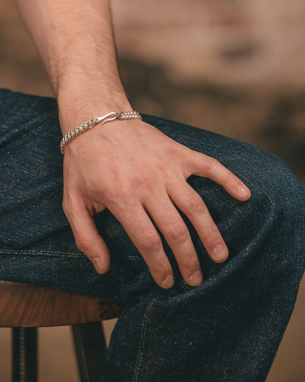 O.P. Jewellery Chunky Hook Bracelet. modeled on wrist