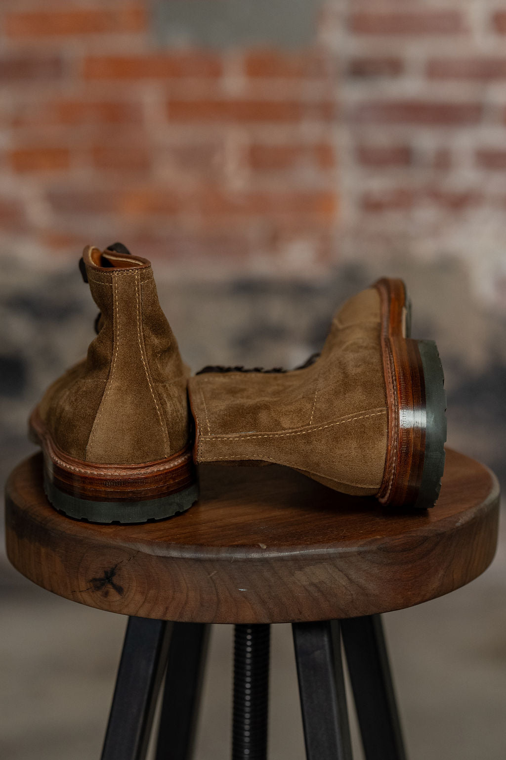 alden mocc toe boots - back view
