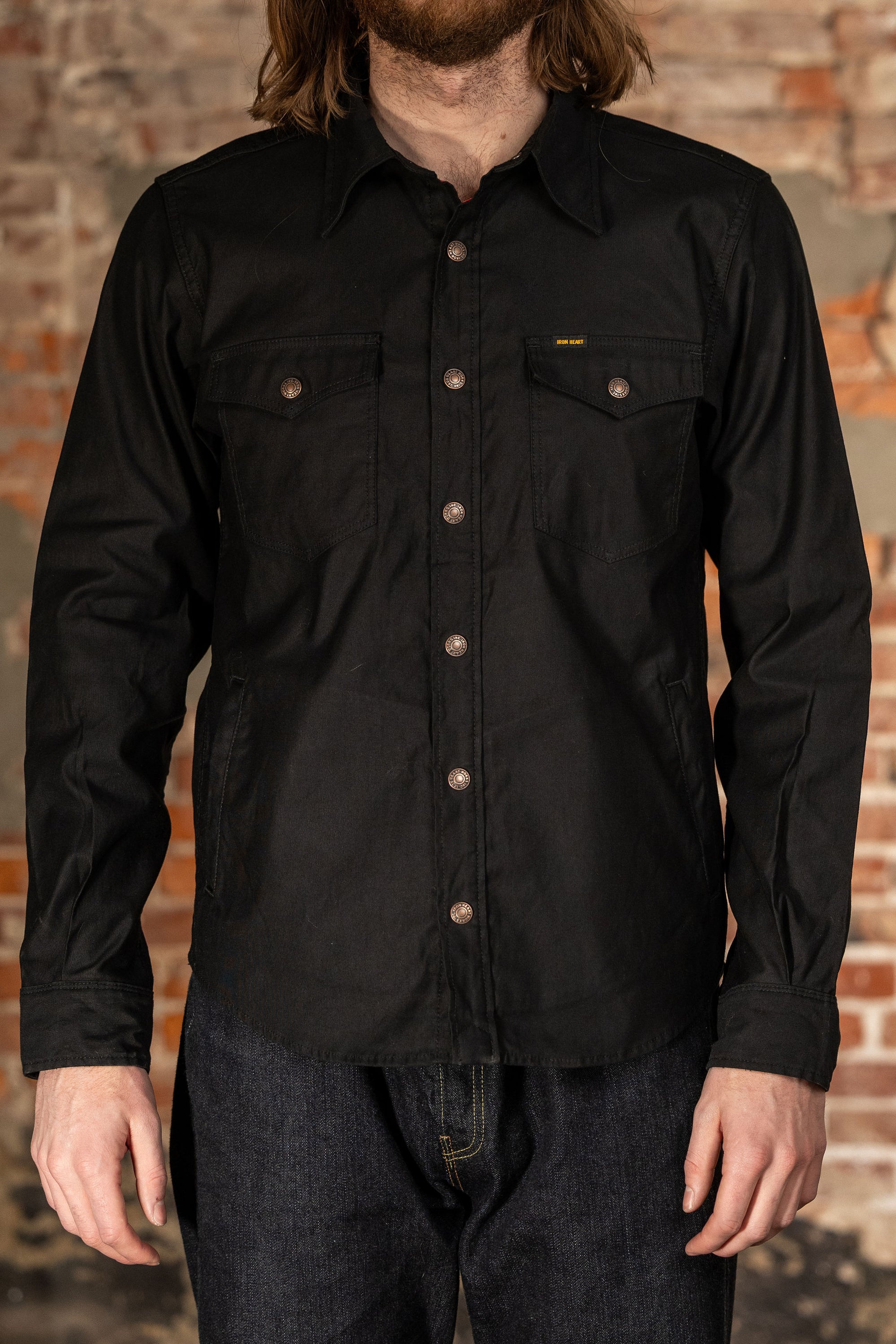 Iron Heart IHSH-425-BLK 8oz Military Whipcord CPO Shirt - Black
