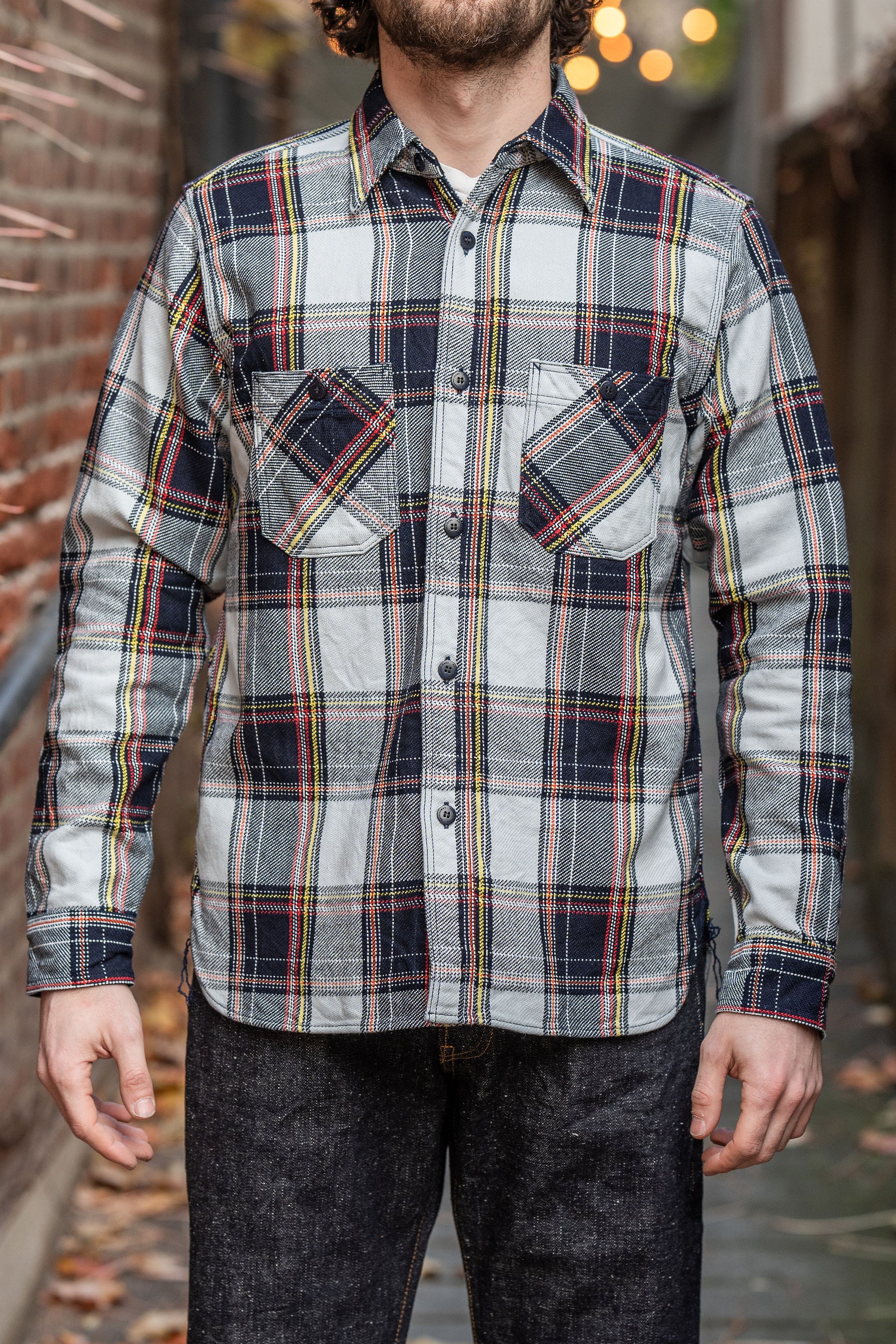 Samurai SIN24-03W Rope Dyed Flannel Shirt - Indigo/Blue - Model front