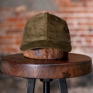 Dehen 1920 Baseball Hat - Olive Drab Corduroy. front profile