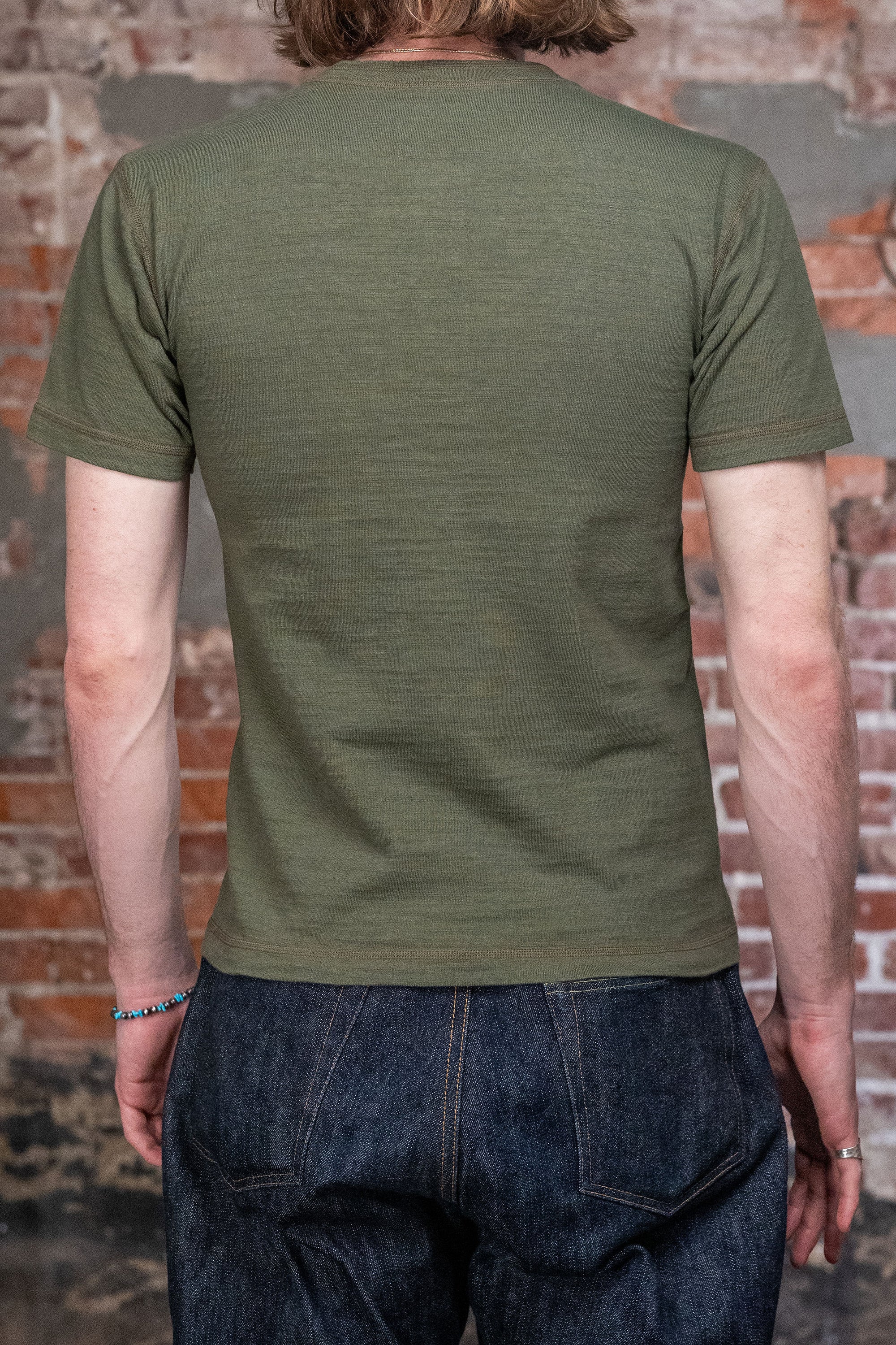 Buzz Rickson's BR79192 Slub Yarn Henley Neck T-Shirt - Olive