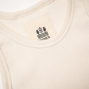 Hemen Biarritz Tank Top Gari - Stone. close up of collar