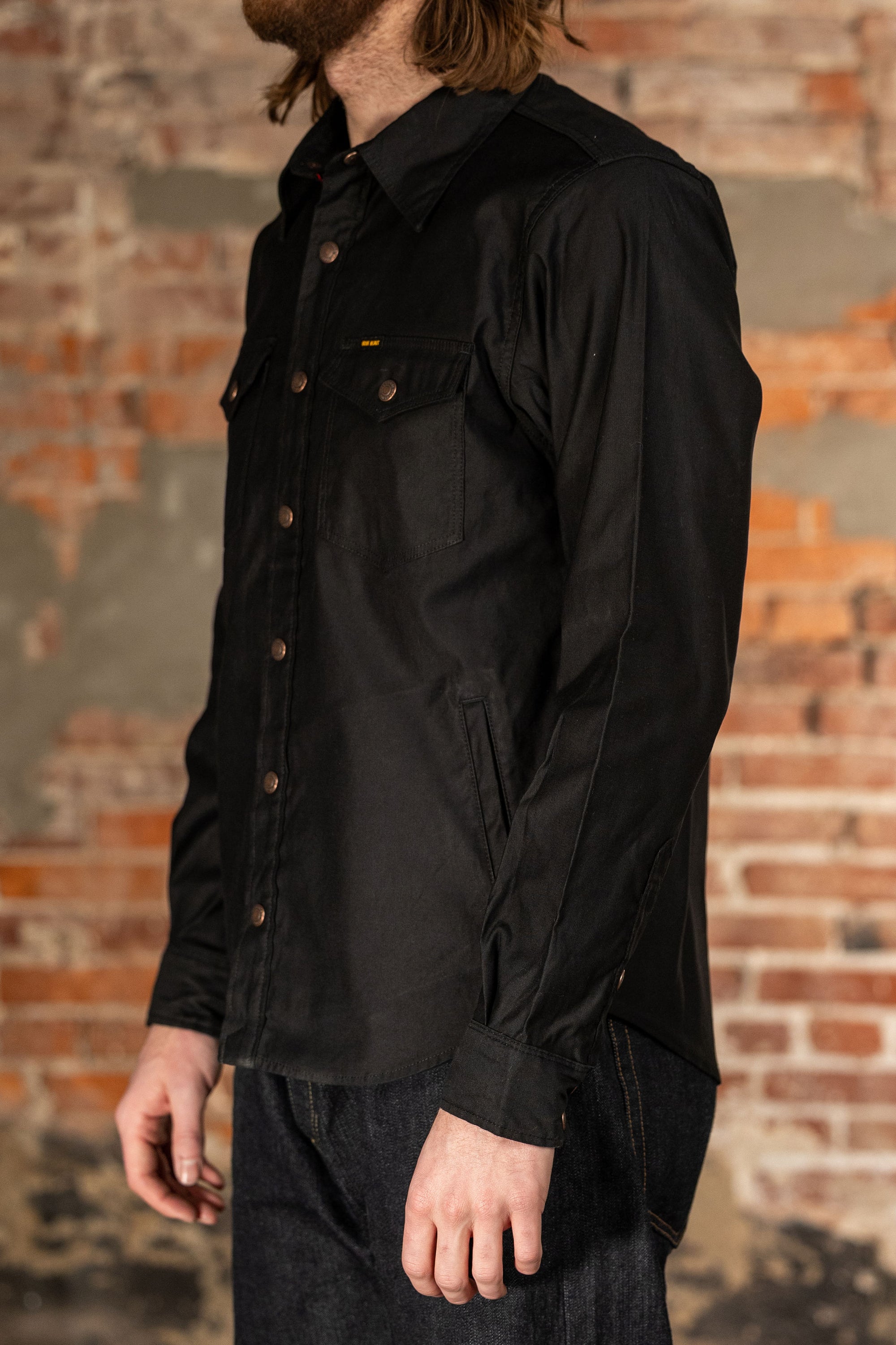 Iron Heart IHSH-425-BLK 8oz Military Whipcord CPO Shirt - Black