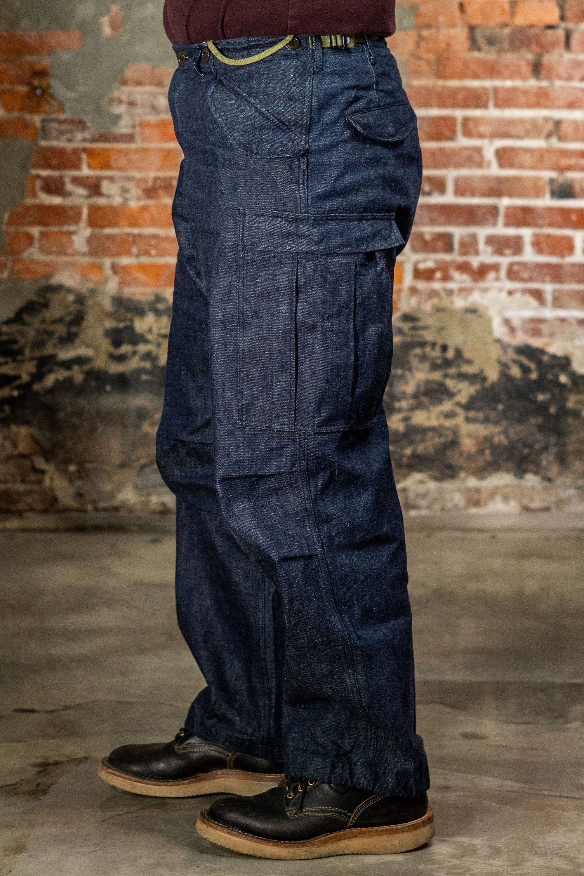 Buzz Rickson's BR42586 Type M-51 Trousers in Denim - On Model Facing Side
