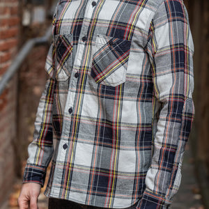 Samurai SIN24-03W Rope Dyed Flannel Shirt - Indigo/Blue - model three quarter view