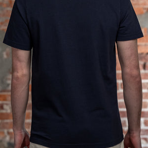 Hansen Garments Julian Crew Neck T-Shirt - Indigo Like on model from the back