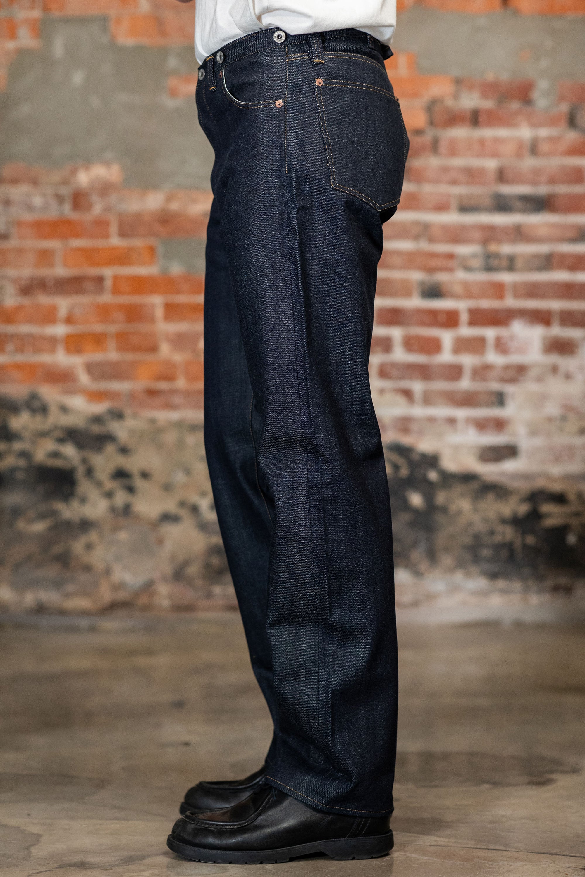 Blue Blanket P35 IT165 Waist Overall Jeans Single Needle Production - 13oz Italian Selvedge Raw Organic Denim