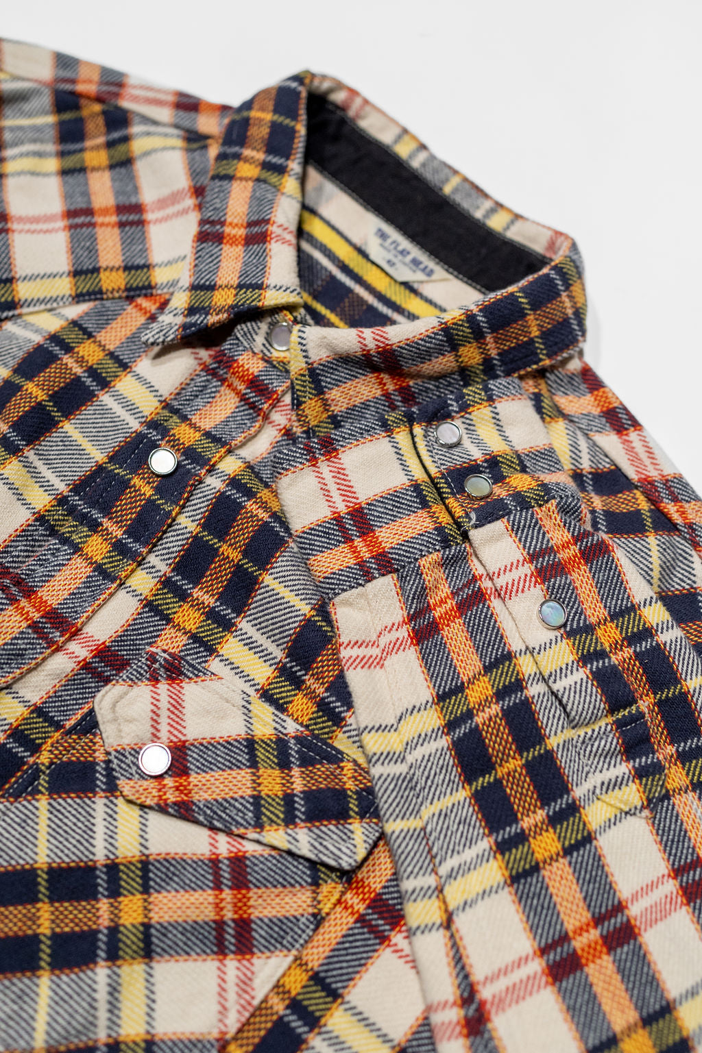 The Flat Head FN-SNW-014L Check Flannel Western Shirt - Ivory/Black