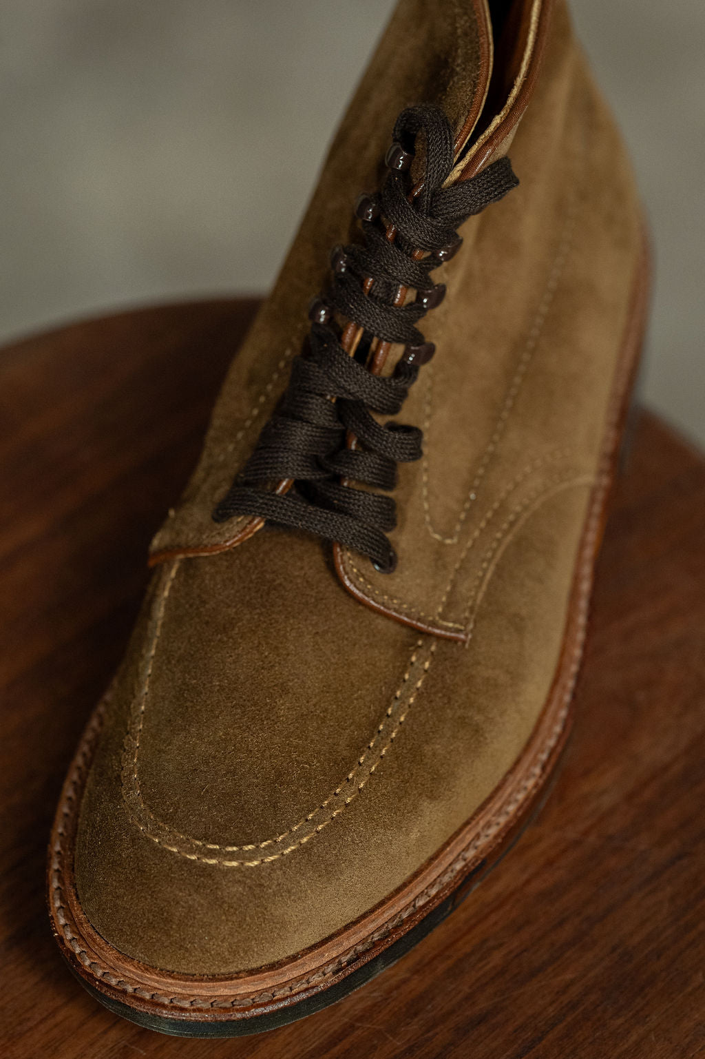 alden mocc toe boots - detail of toe