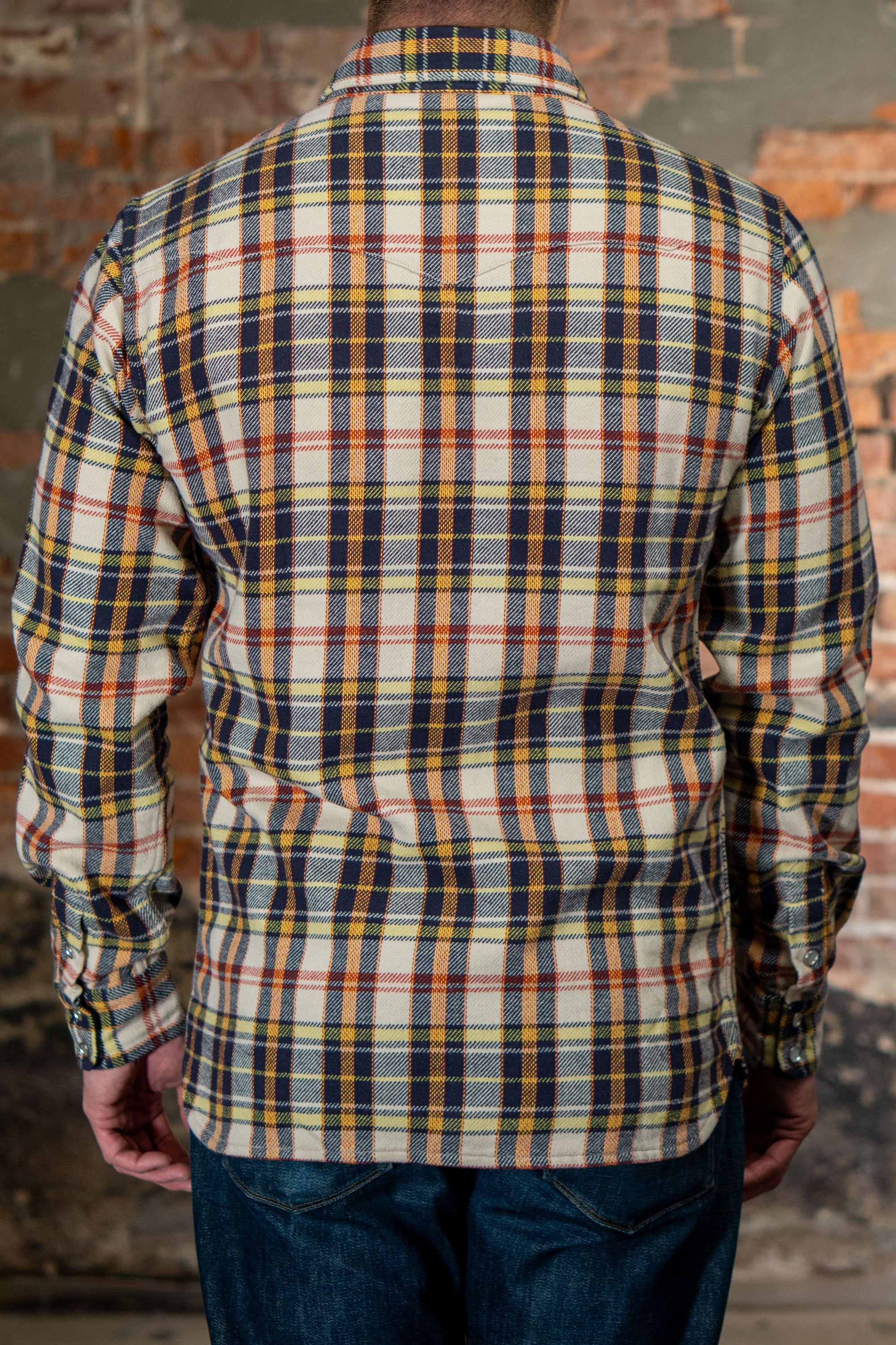 The Flat Head FN-SNW-014L Check Flannel Western Shirt - Ivory/Black