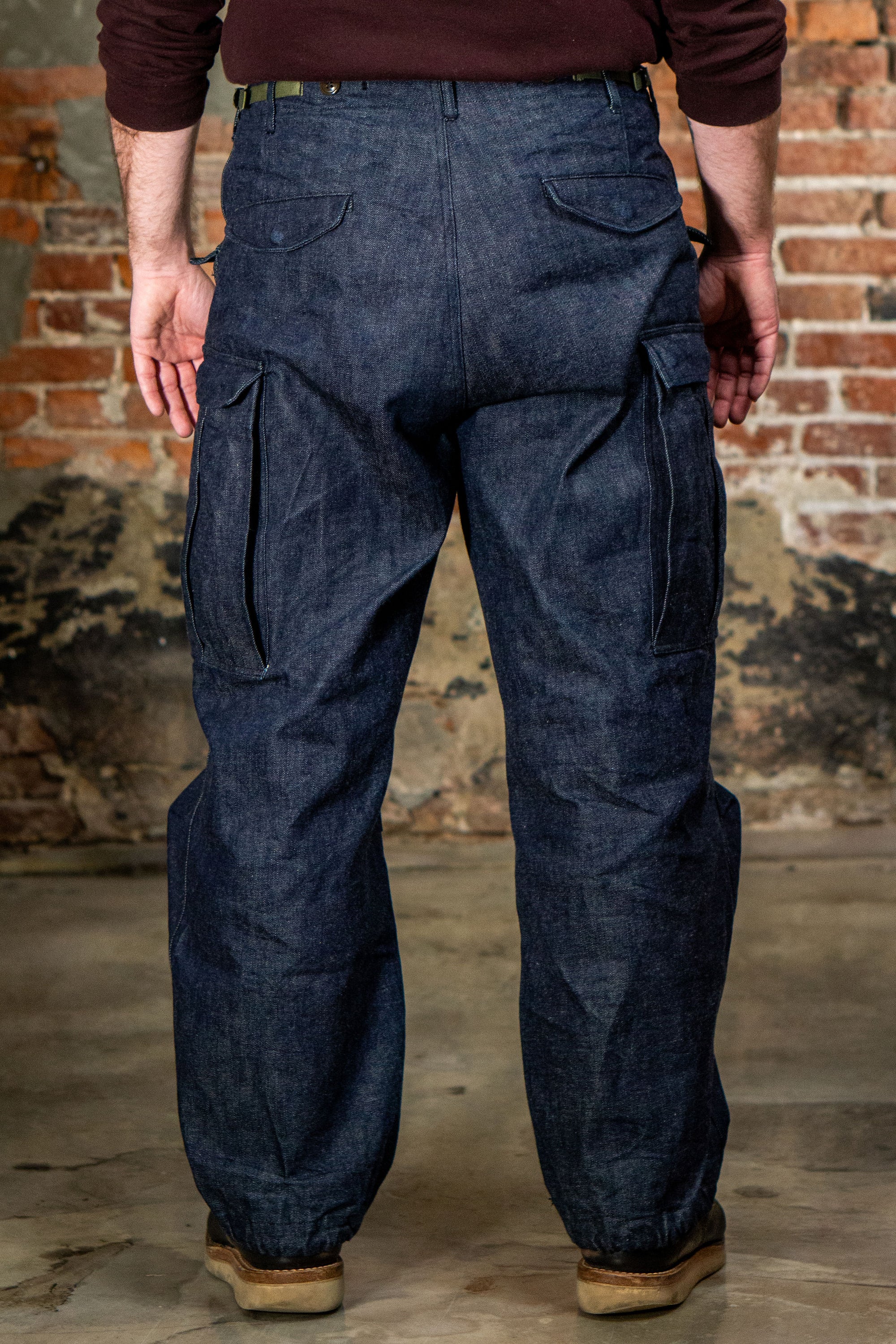 Buzz Rickson's BR42586 Type M-51 Trousers in Denim - On Model Facing Back