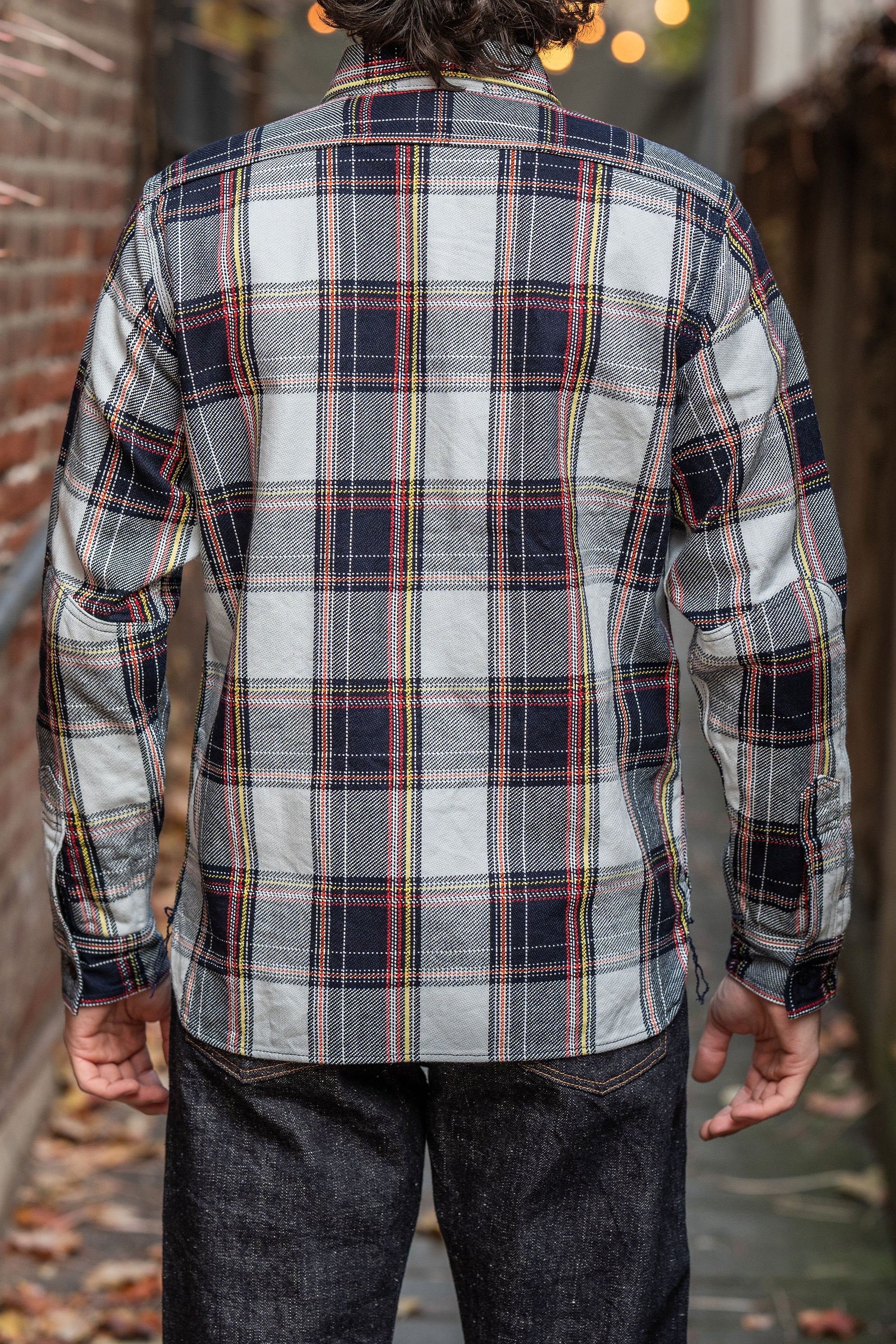 Samurai SIN24-03W Rope Dyed Flannel Shirt - Indigo/Blue - model back