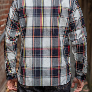 Samurai SIN24-03W Rope Dyed Flannel Shirt - Indigo/Blue - model back