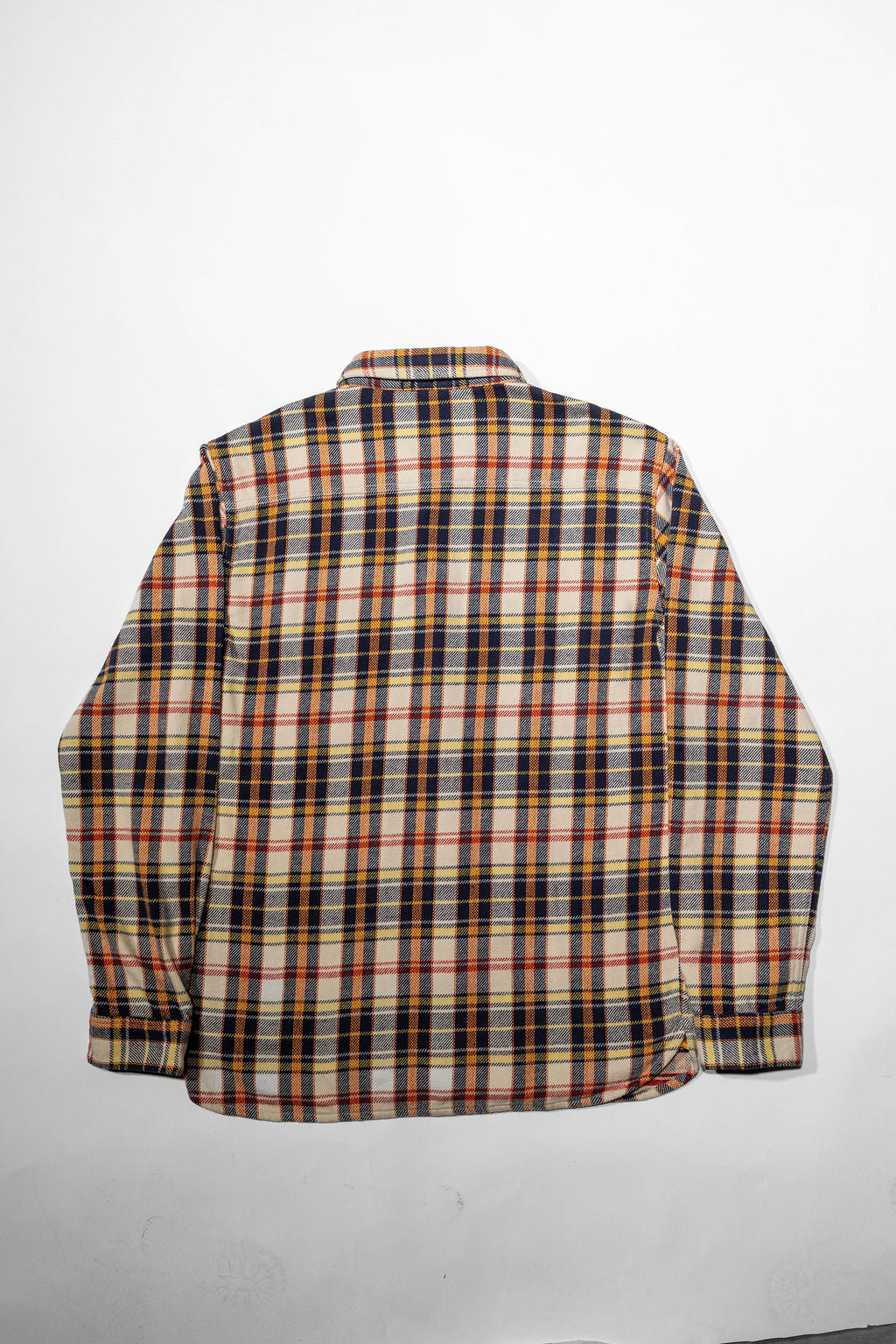 The Flat Head FN-SNR-014L Check Flannel Work Shirt - Ivory/Black