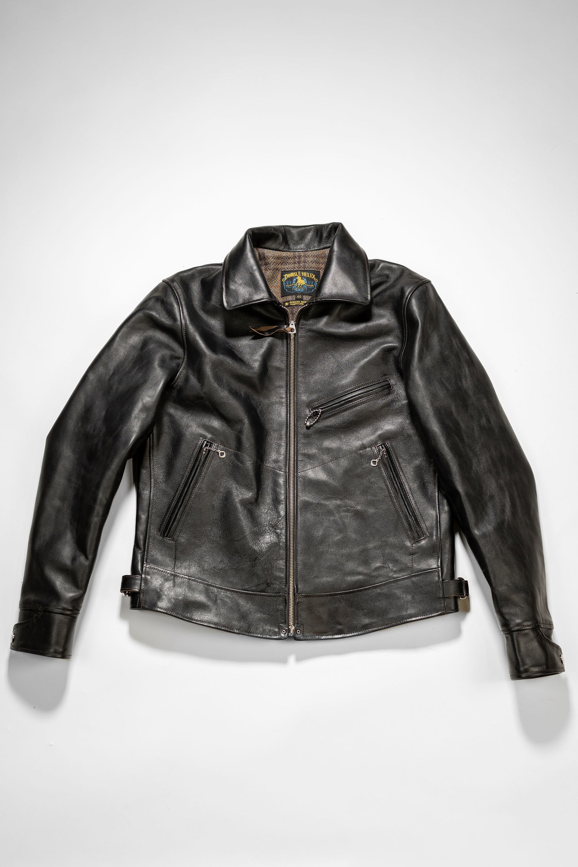 Double Helix Hugging The Curve - Black Teacore Horsehide - Flat Lay Front