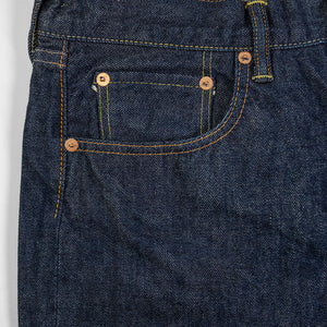 TCB Jeans 50's Jeans - 13.50z Denim One Wash. close up of front pocket