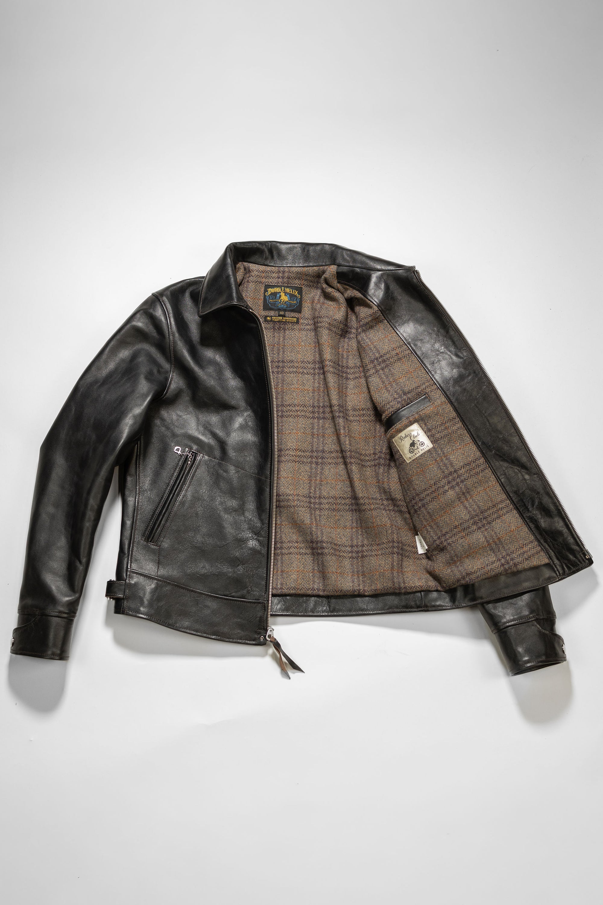 Double Helix Hugging The Curve - Black Teacore Horsehide - Flay Lay Front Open