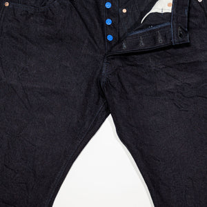 Samurai S0510XX-BOB Aoki Tachikage Regular Straight - 15oz Black-on-Blue Denim - Front View Flat