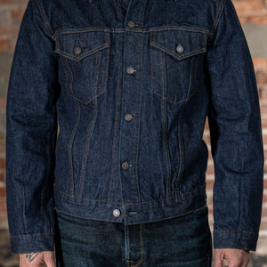 TCB Jeans 60's Trucker Jacket - One-Wash. on model front profile