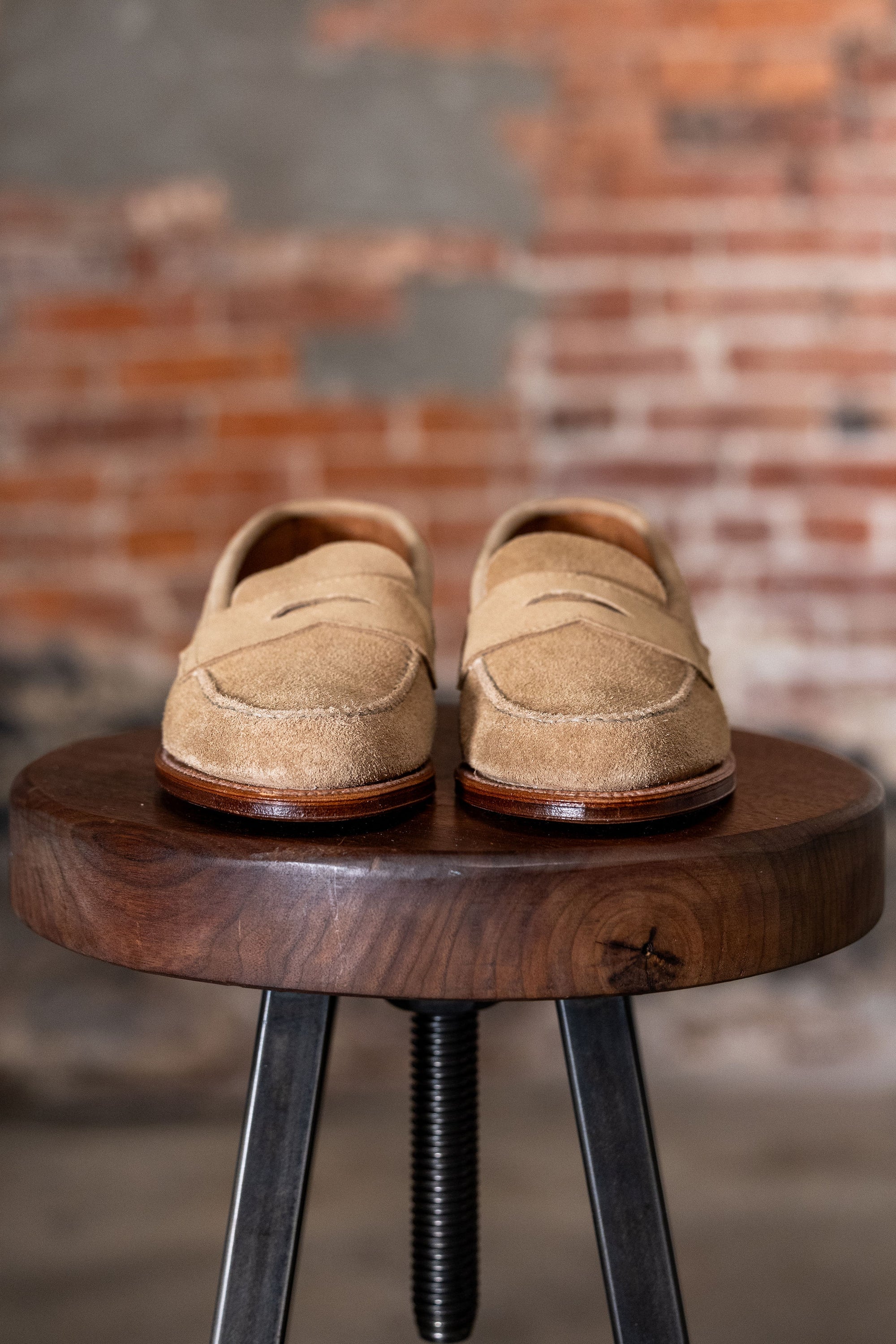 Alden 6244F Unlined Leisure Handsewn Penny Loafer LHS - Tan Suede