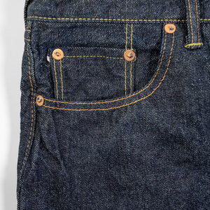 TCB Jeans Baggy 50's Jeans - 13.5oz Denim One Wash. close up of front pocket