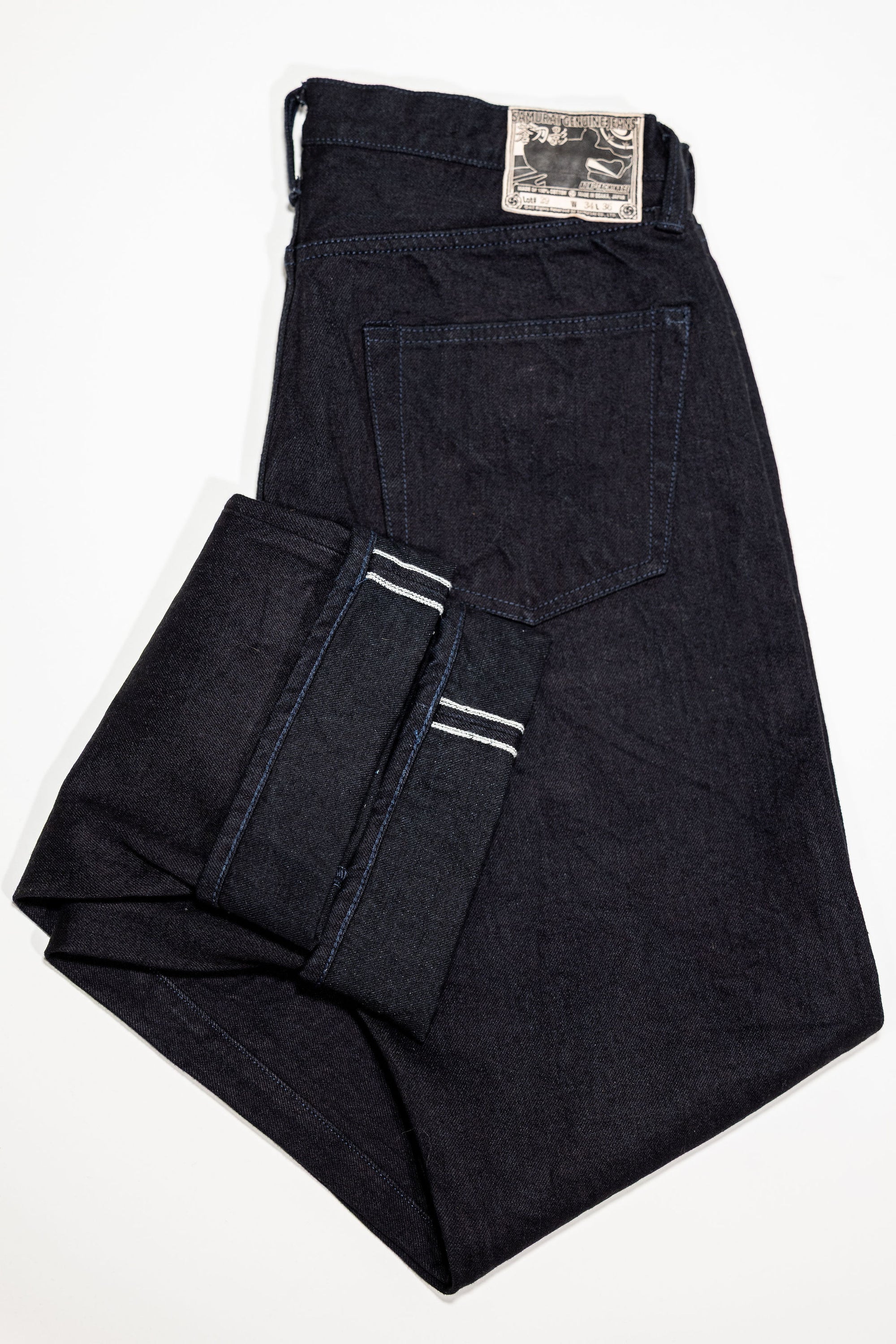 Samurai S0510XX-BOB Aoki Tachikage Regular Straight - 15oz Black-on-Blue Denim - Back View Flat