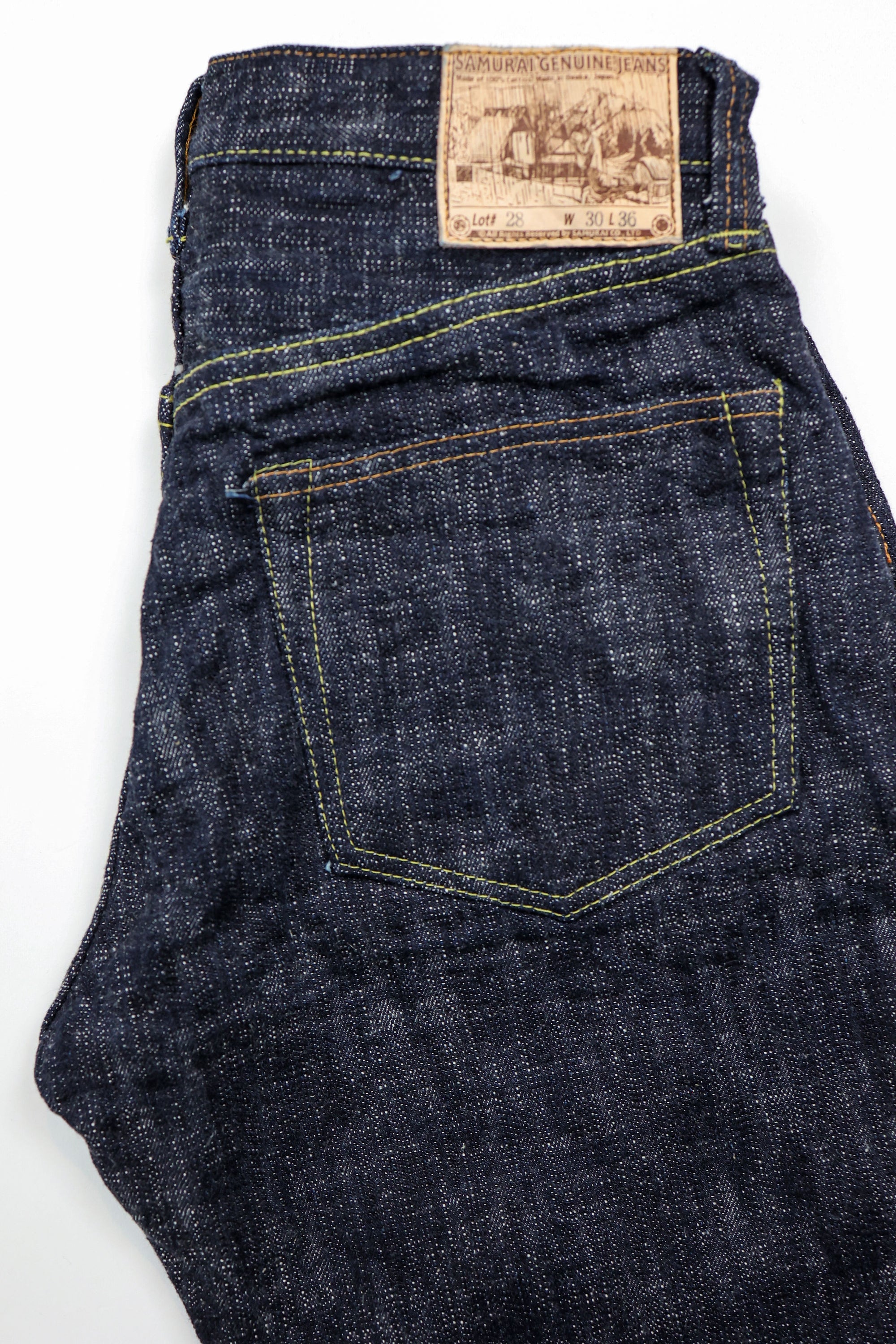 Samurai S3000XX17oz-SDS Relax Straight - "Murasame" 17oz Slub - Back Pocket Detail