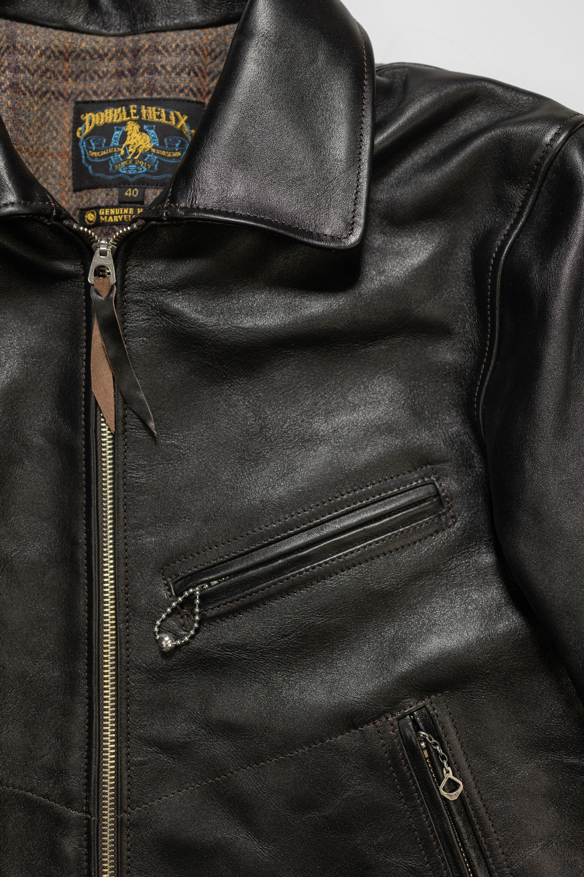 Double Helix Hugging The Curve - Black Teacore Horsehide - Front details