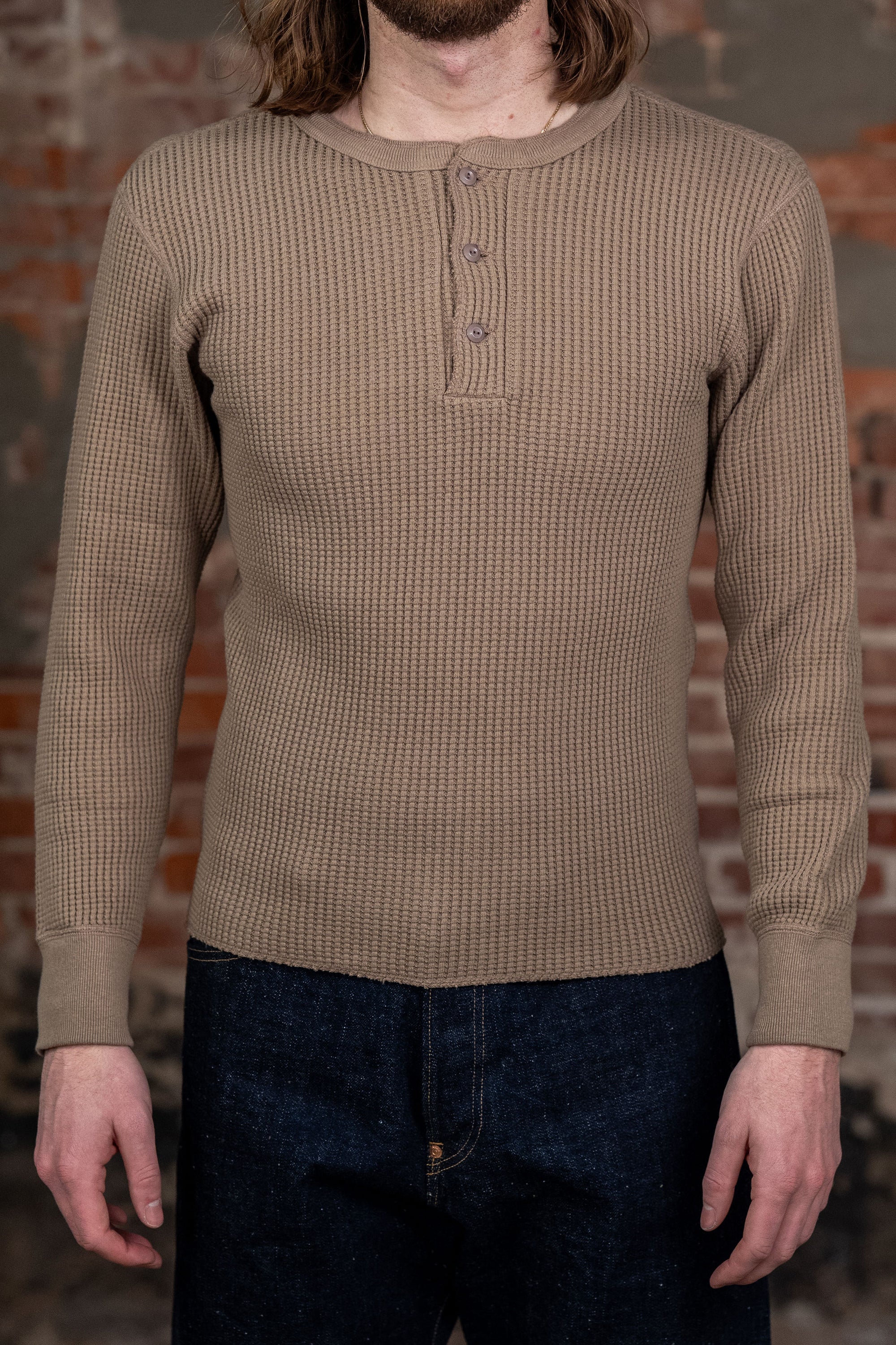 UES Big Waffle Henley - Beige