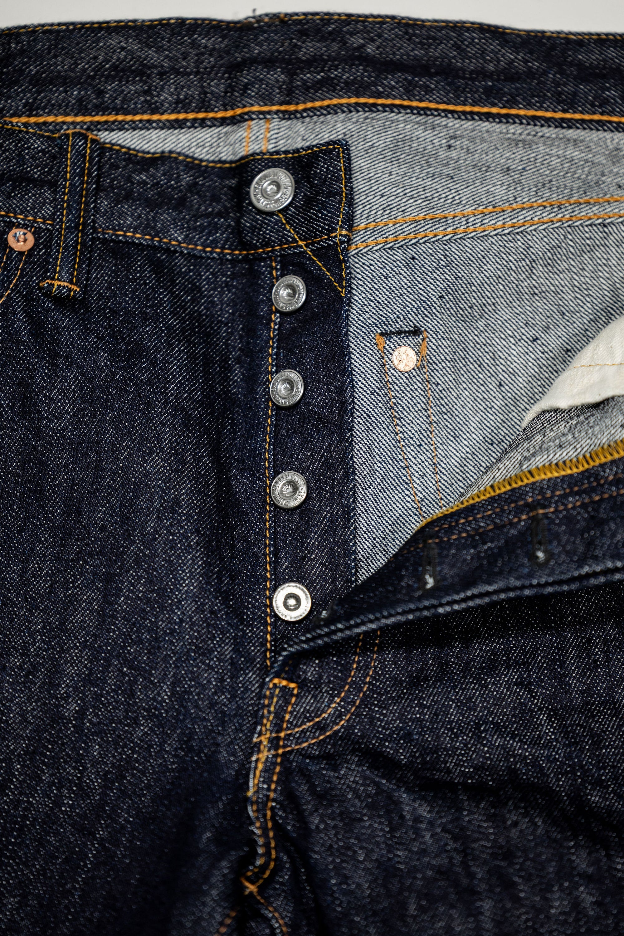 Samurai S0710XX-WASHI Slim Straight Model - 15oz Washi - Button Fly Detail