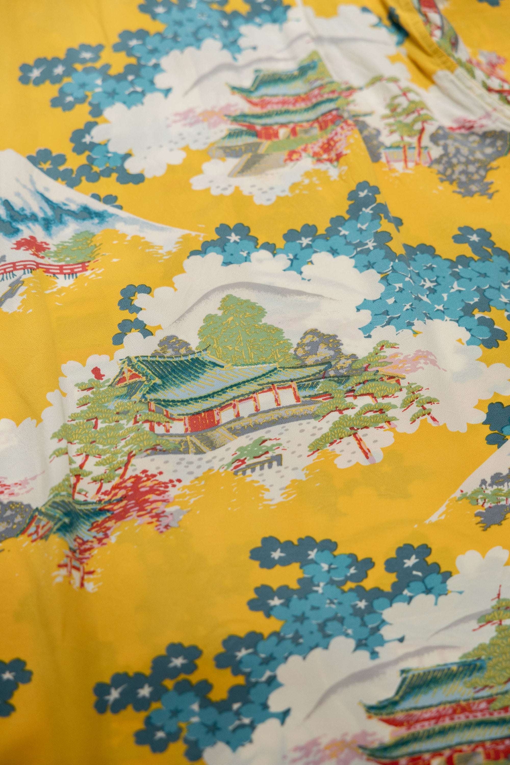 Sun Surf Rayon Hawaiian Shirt “Ancient Capital” - Yellow