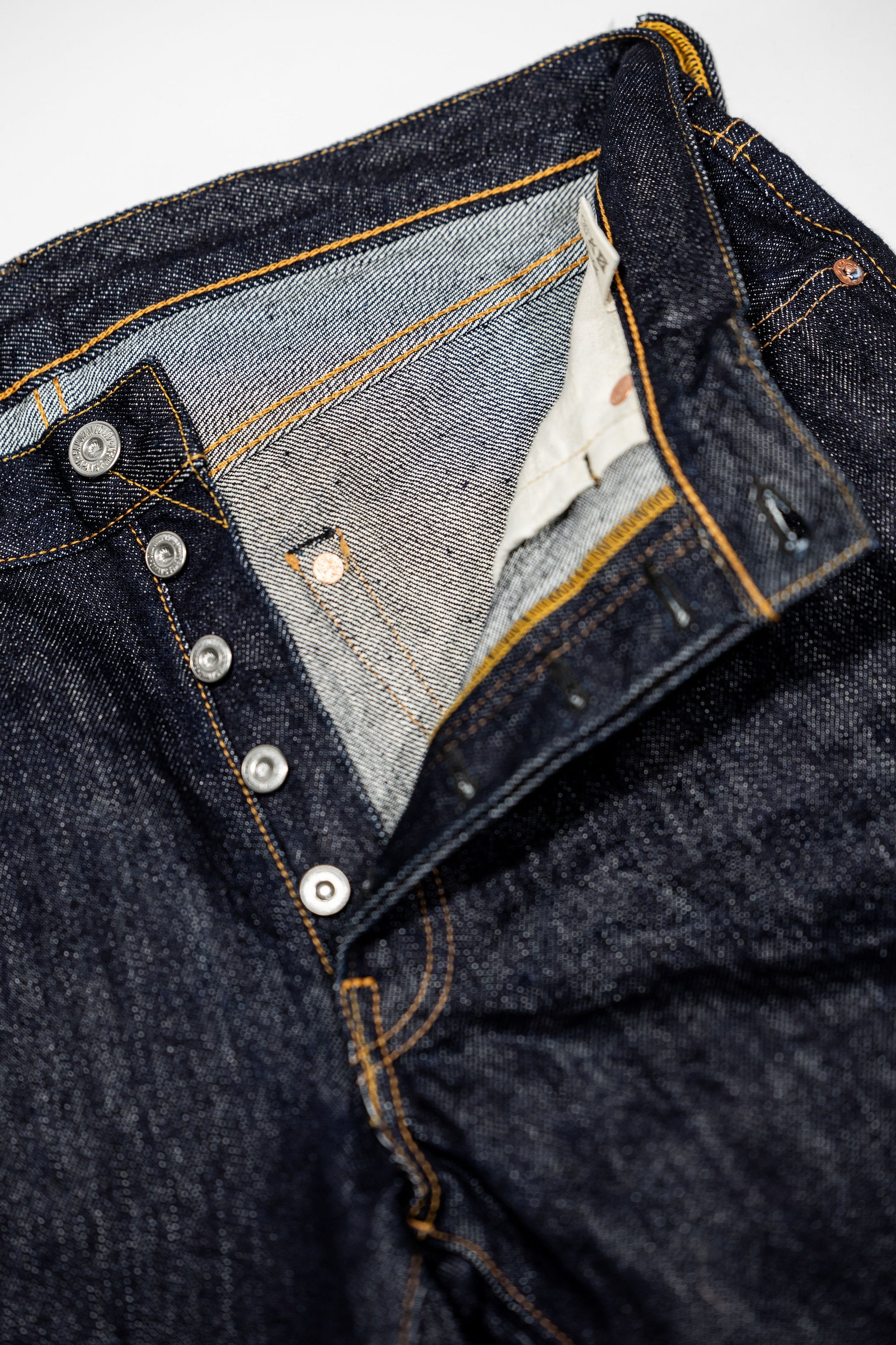 Samurai S0710XX-WASHI Slim Straight Model - 15oz Washi - Button Fly Detail