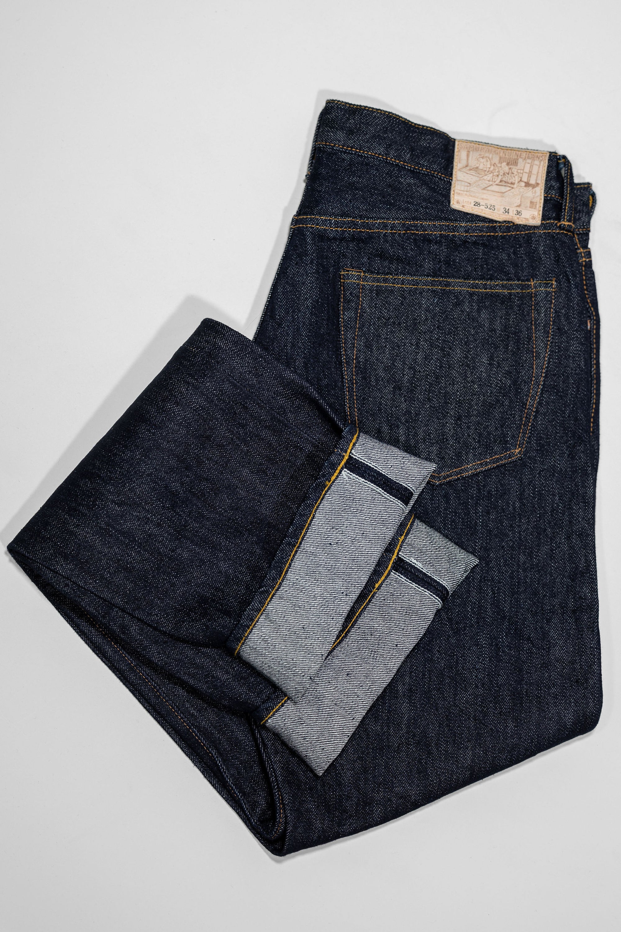 Samurai S0710XX-WASHI Slim Straight Model - 15oz Washi - Back flat lay folded