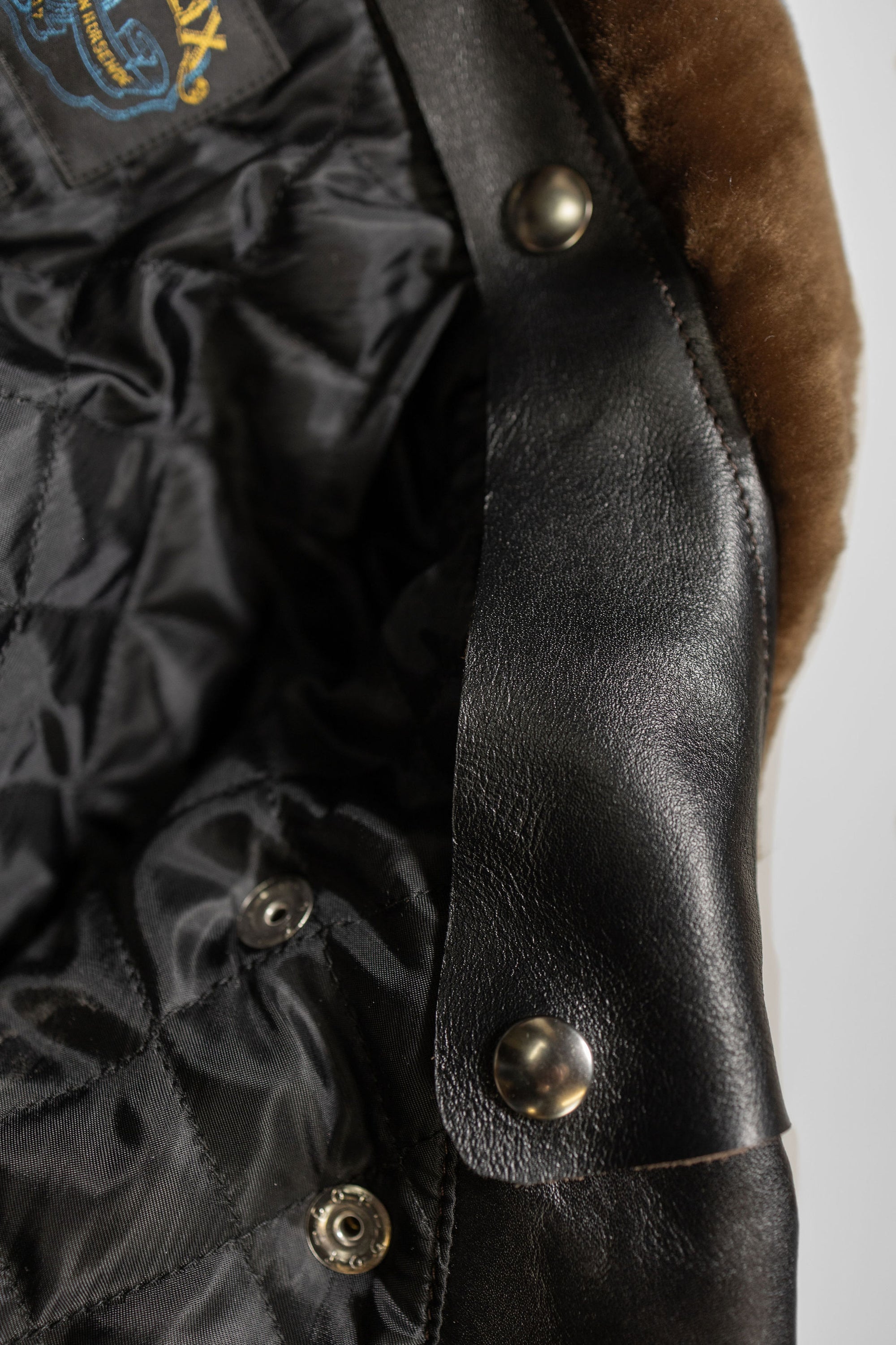 Double Helix - Innovator with Fur Collar Black Teacore Horsehide - Inner Collar Detail