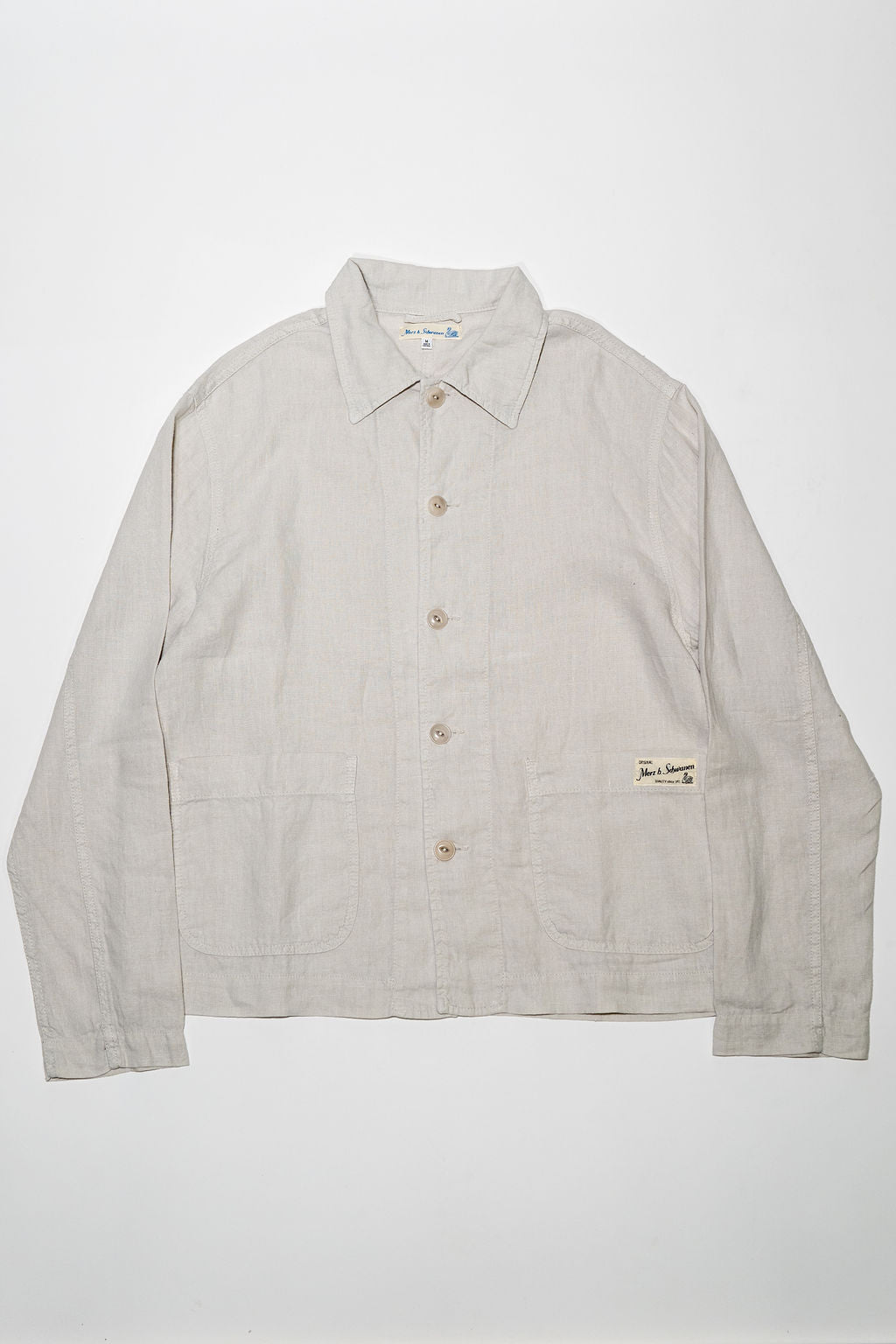 Merz b. Schwanen JKT08LI Linen Cropped Worker's Jacket - Light Stone