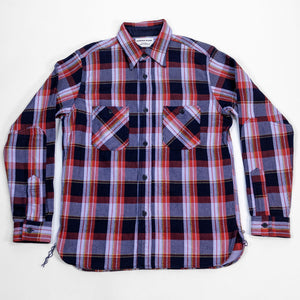 Samurai SIN25-01W Heavy Indigo Flannel - Purple - Flat Lay Front