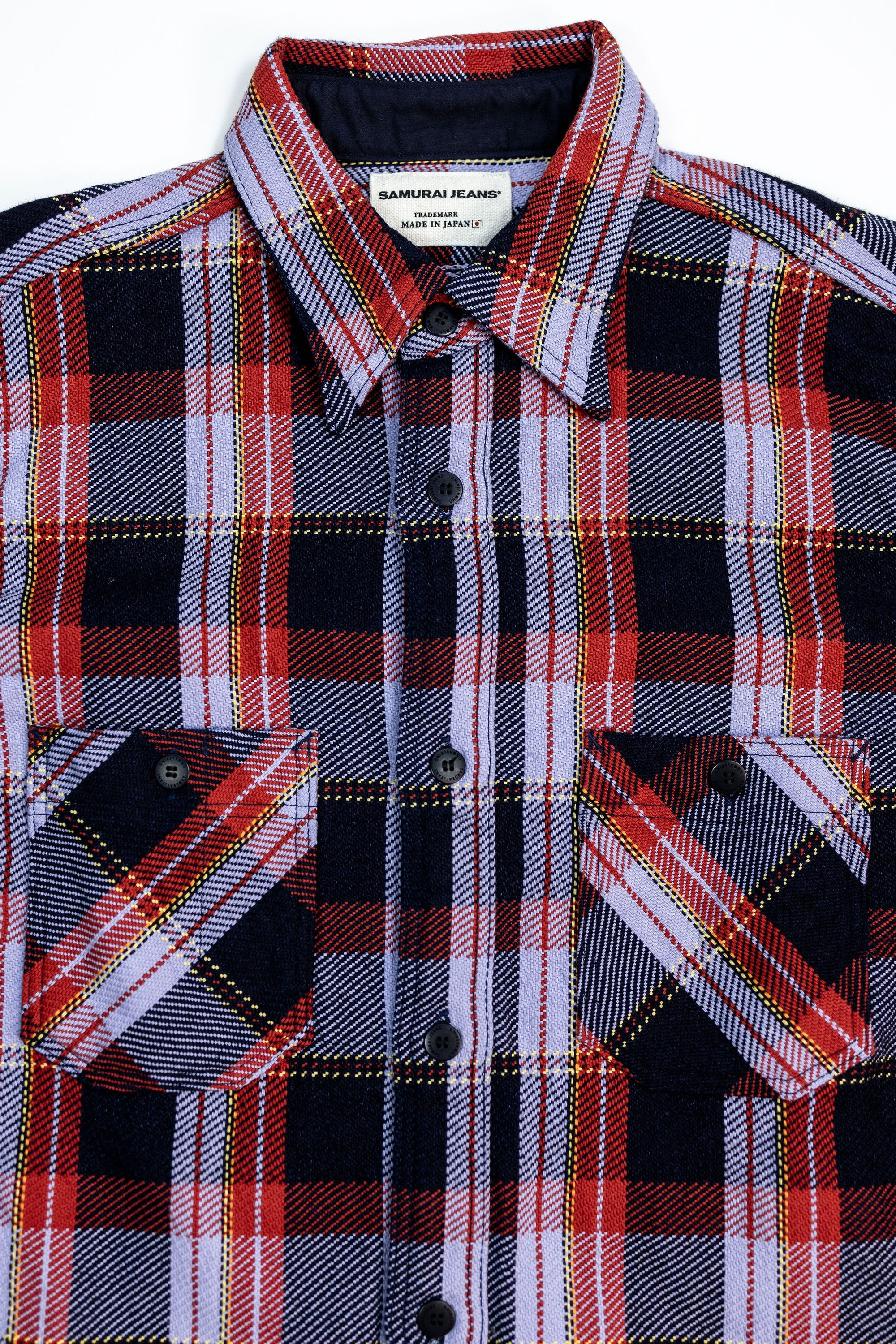 Samurai SIN25-01W Heavy Indigo Flannel - Purple - Detail Front