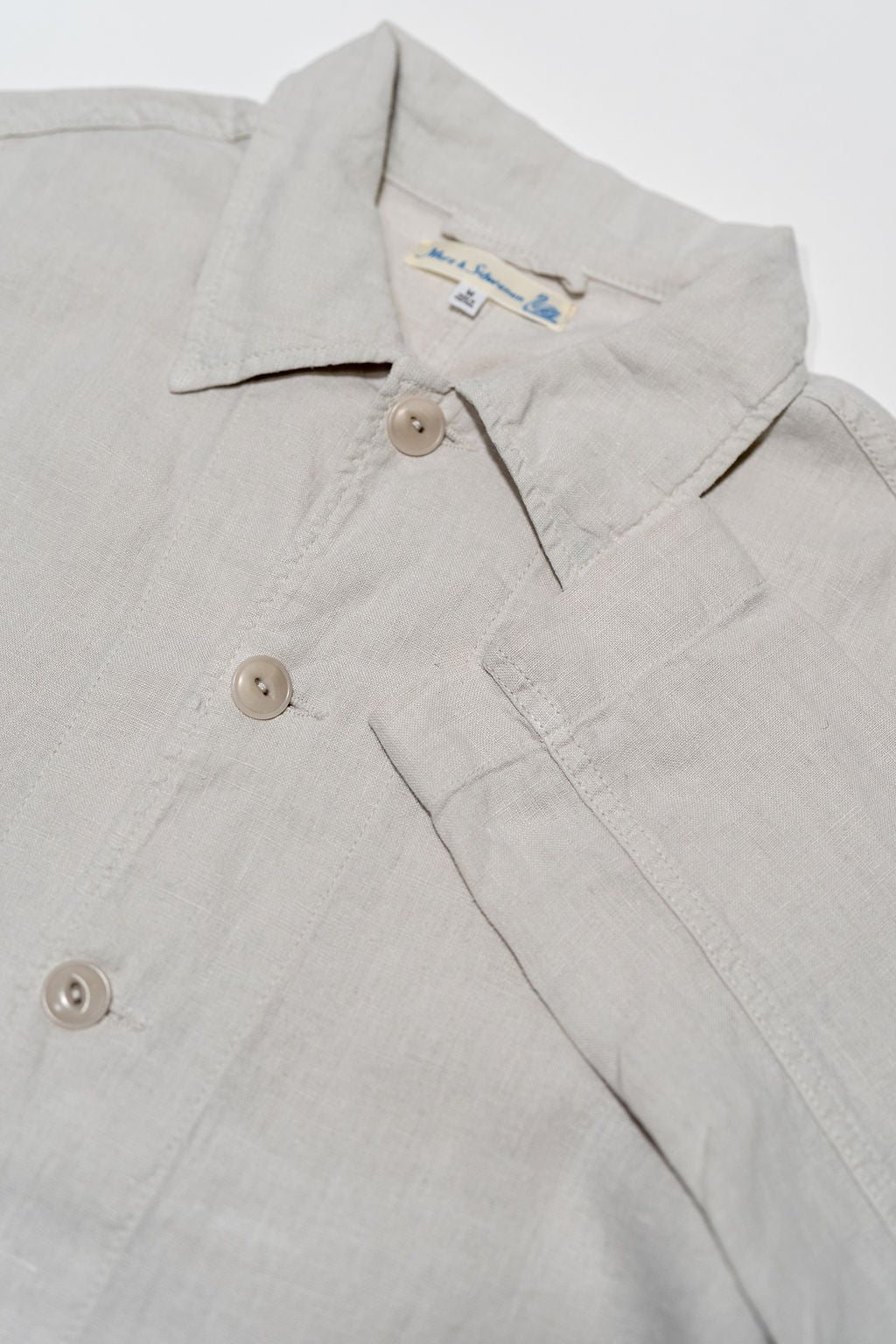 Merz b. Schwanen JKT08LI Linen Cropped Worker's Jacket - Light Stone