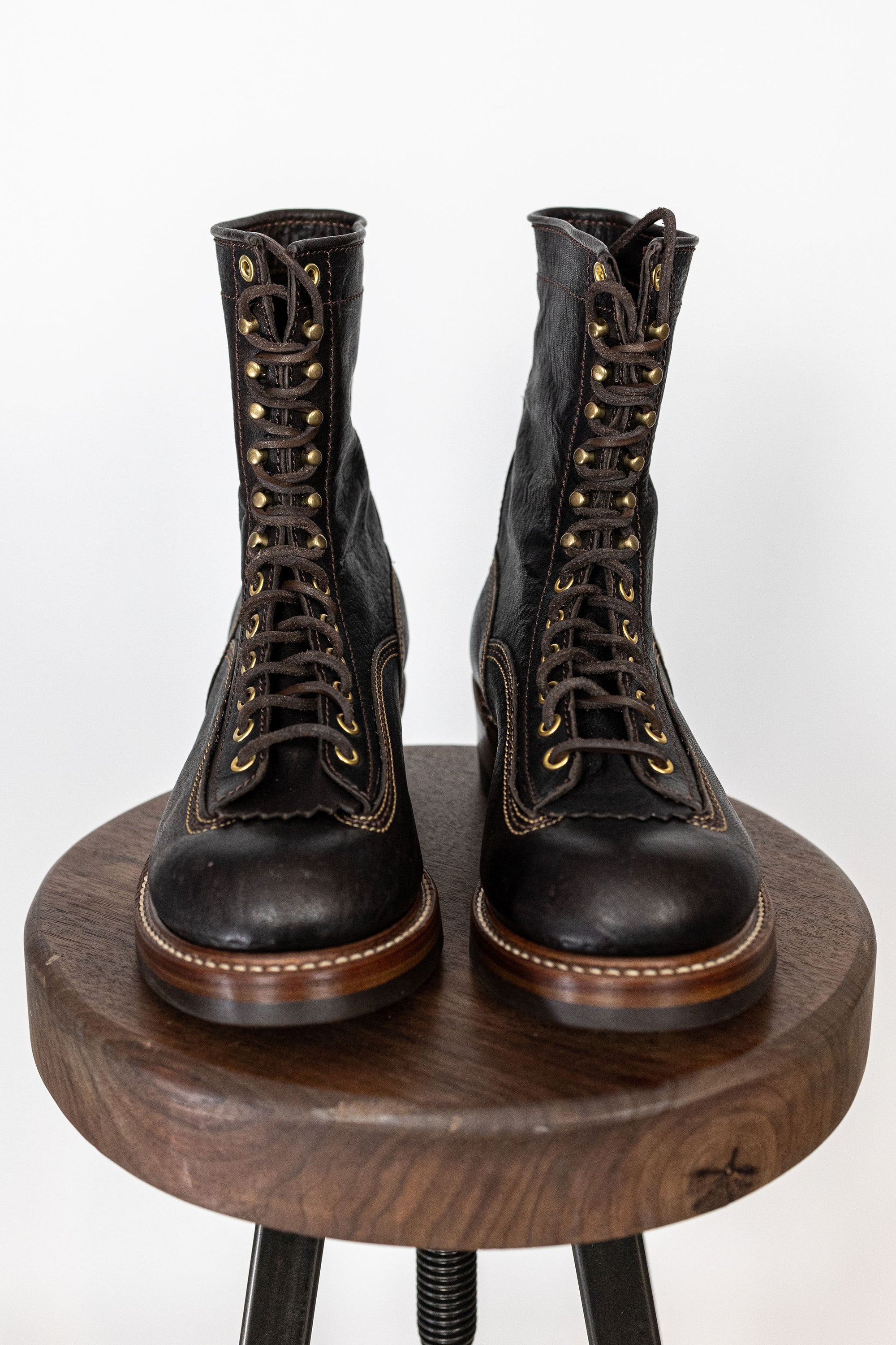 John Lofgren Donkey Puncher Boots - Burnt Dark Brown Ezo Shika Deerskin
