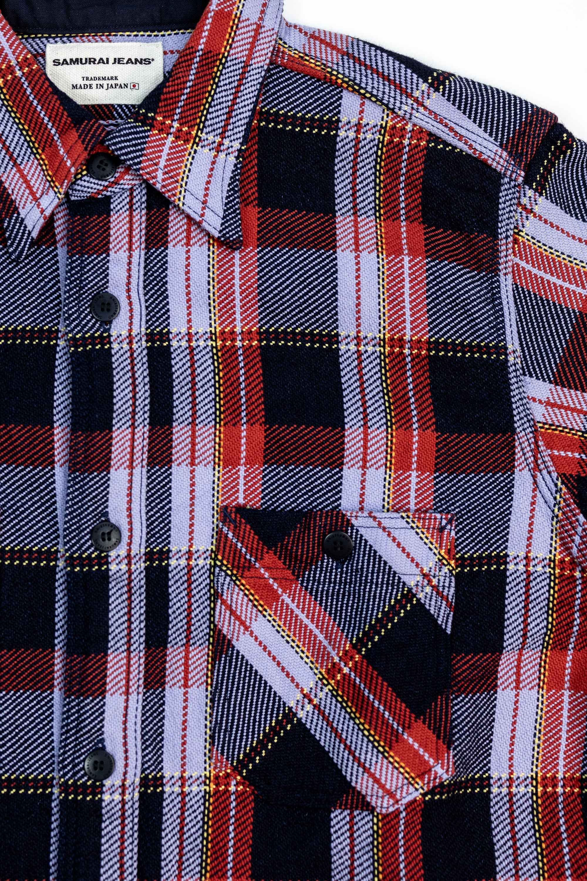 Samurai SIN25-01W Heavy Indigo Flannel - Purple - Detail Front