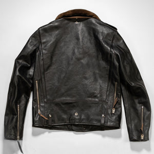 Double Helix - Innovator with Fur Collar Black Teacore Horsehide - Flat Lay Back