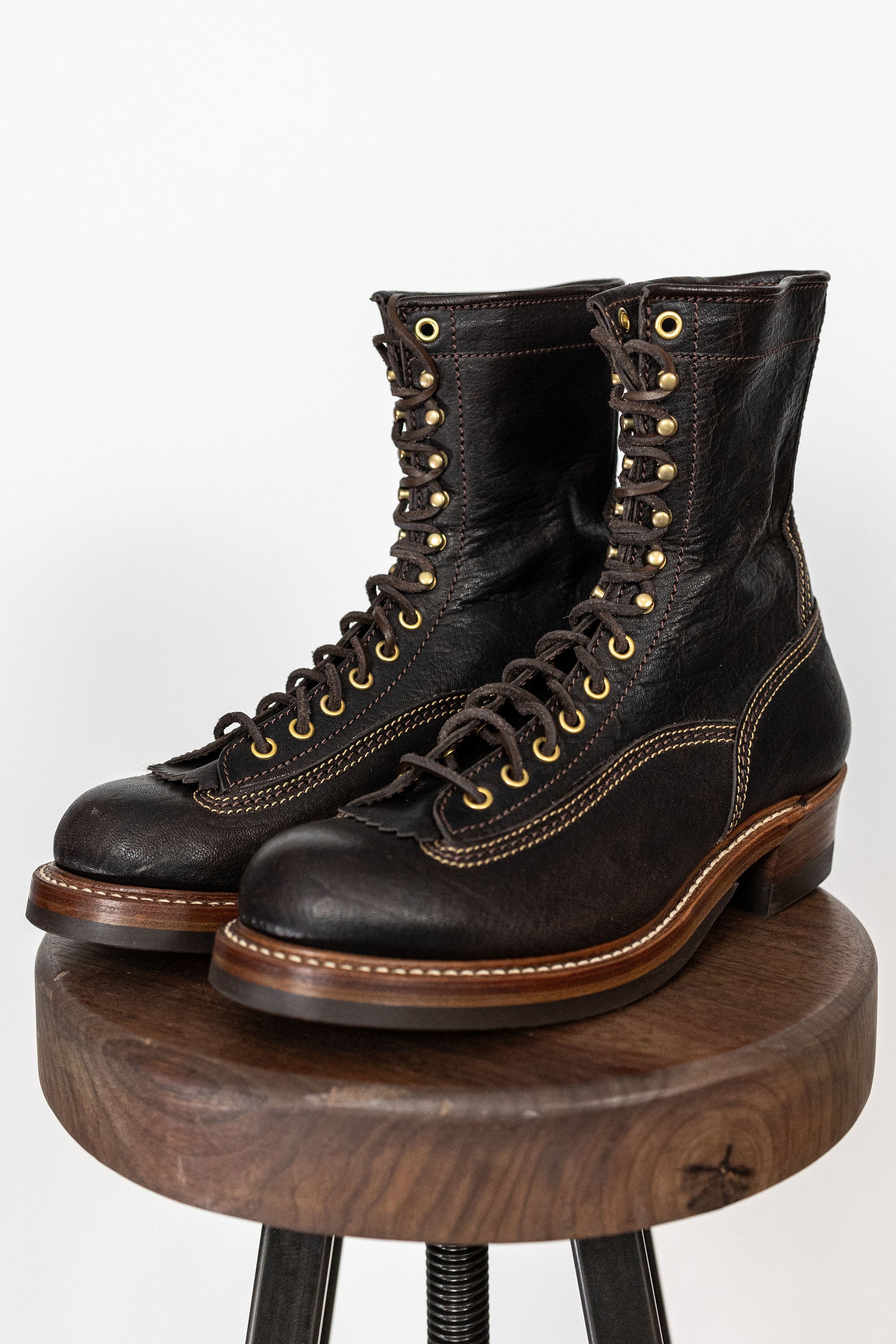 John Lofgren Donkey Puncher Boots - Burnt Dark Brown Ezo Shika Deerskin