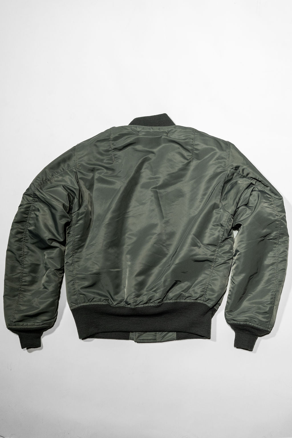 Buzz Rickson's BR14920 Type MA-1 Jacket in Green - Laying flat, rear view
