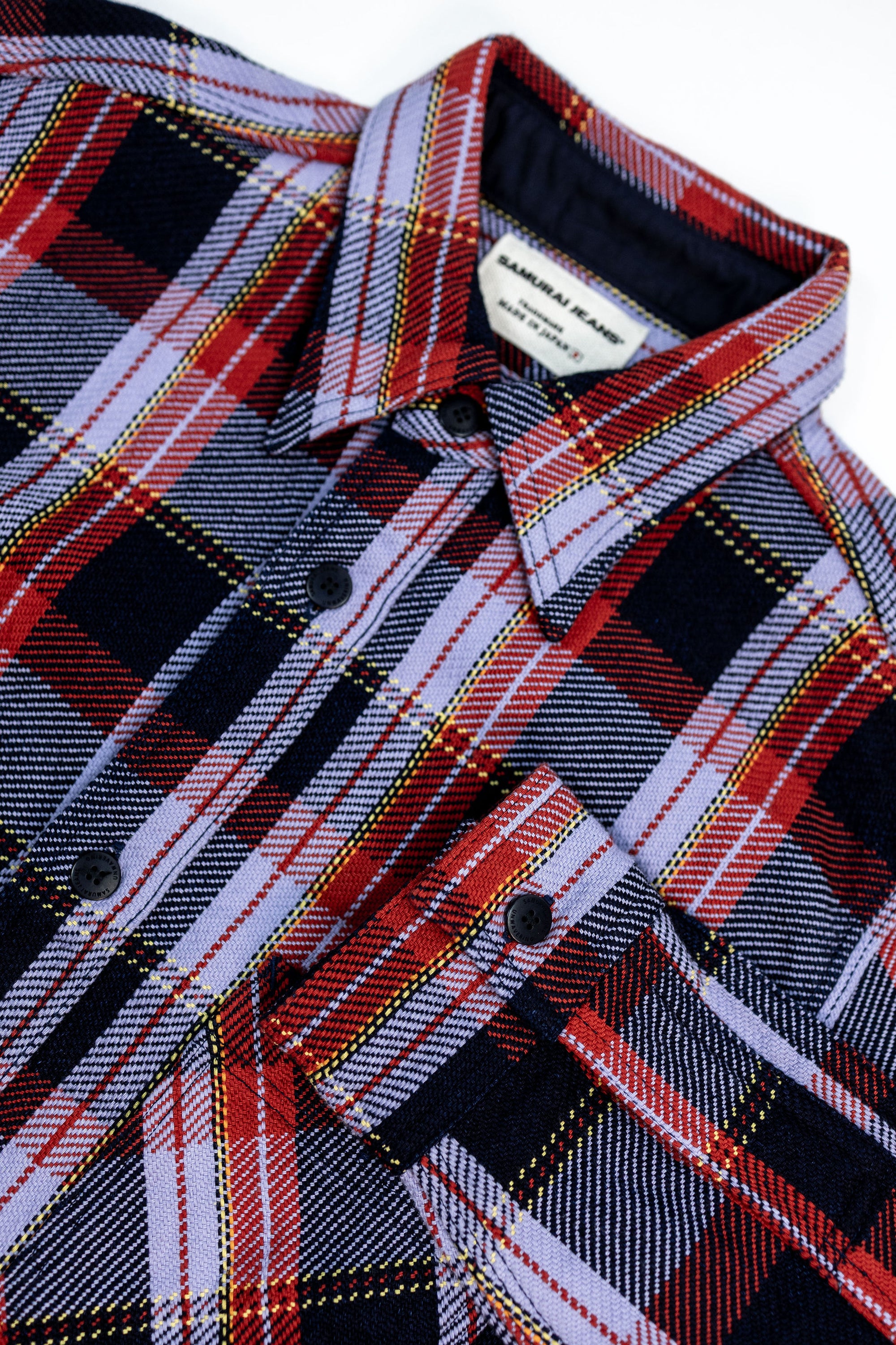 Samurai SIN25-01W Heavy Indigo Flannel - Purple - Detail Front