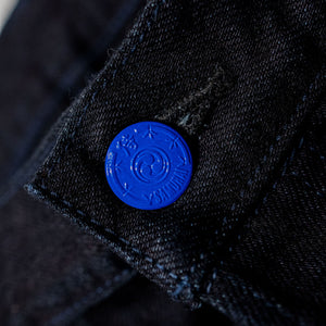 Samurai S0510XX-BOB Aoki Tachikage Regular Straight - 15oz Black-on-Blue Denim - Button Detail